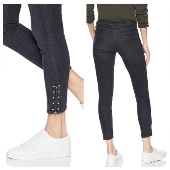 Levi’s 711 Skinny Stud Ankle Zip Stella Smoke Wash - Picture 3 of 10